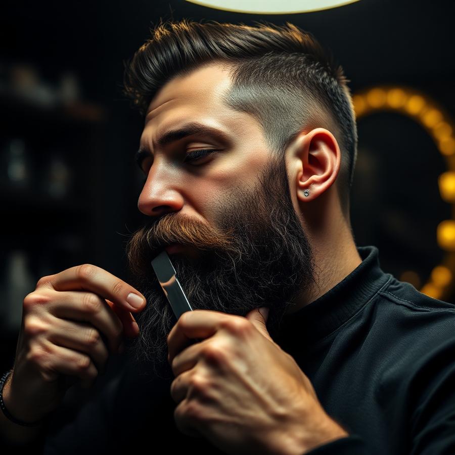 Beard sculpting with a straight razor at Faded & Co Barbershop